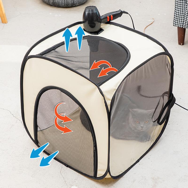 Pet Drying Box Portable Foldable Pet Dry Room Pet Hair Dryer Clean Grooming House Hands-Free Dryer Cage for Cats/Dogs