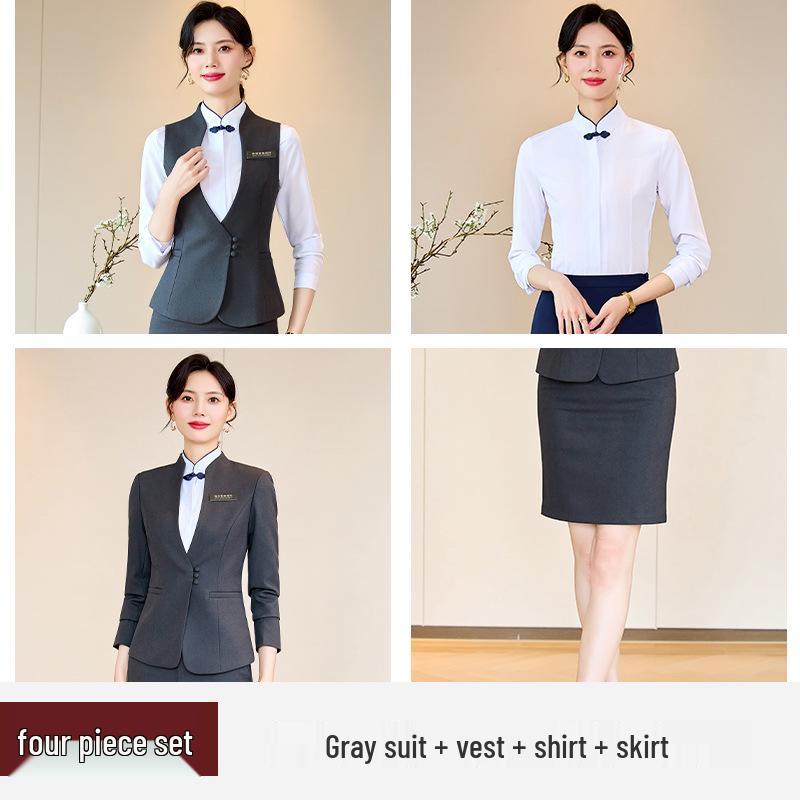 High-End Women's Workwear Set: Business Suit, Hotel Reception, Flight Attendant, Beauty Salon Uniform