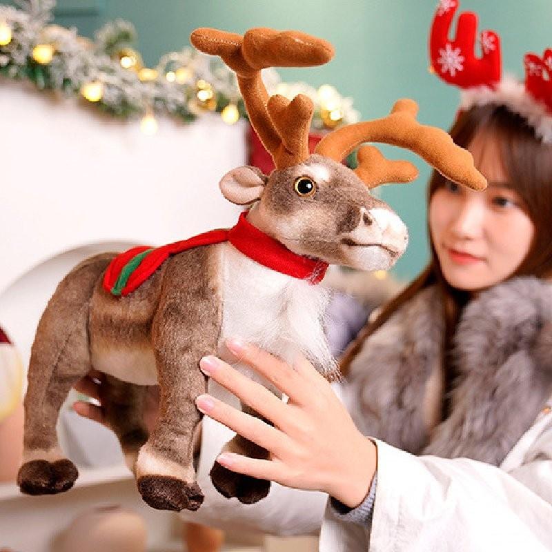 Adorable Plush Reindeer Figurine For Christmas Decoration With Realistic Features
