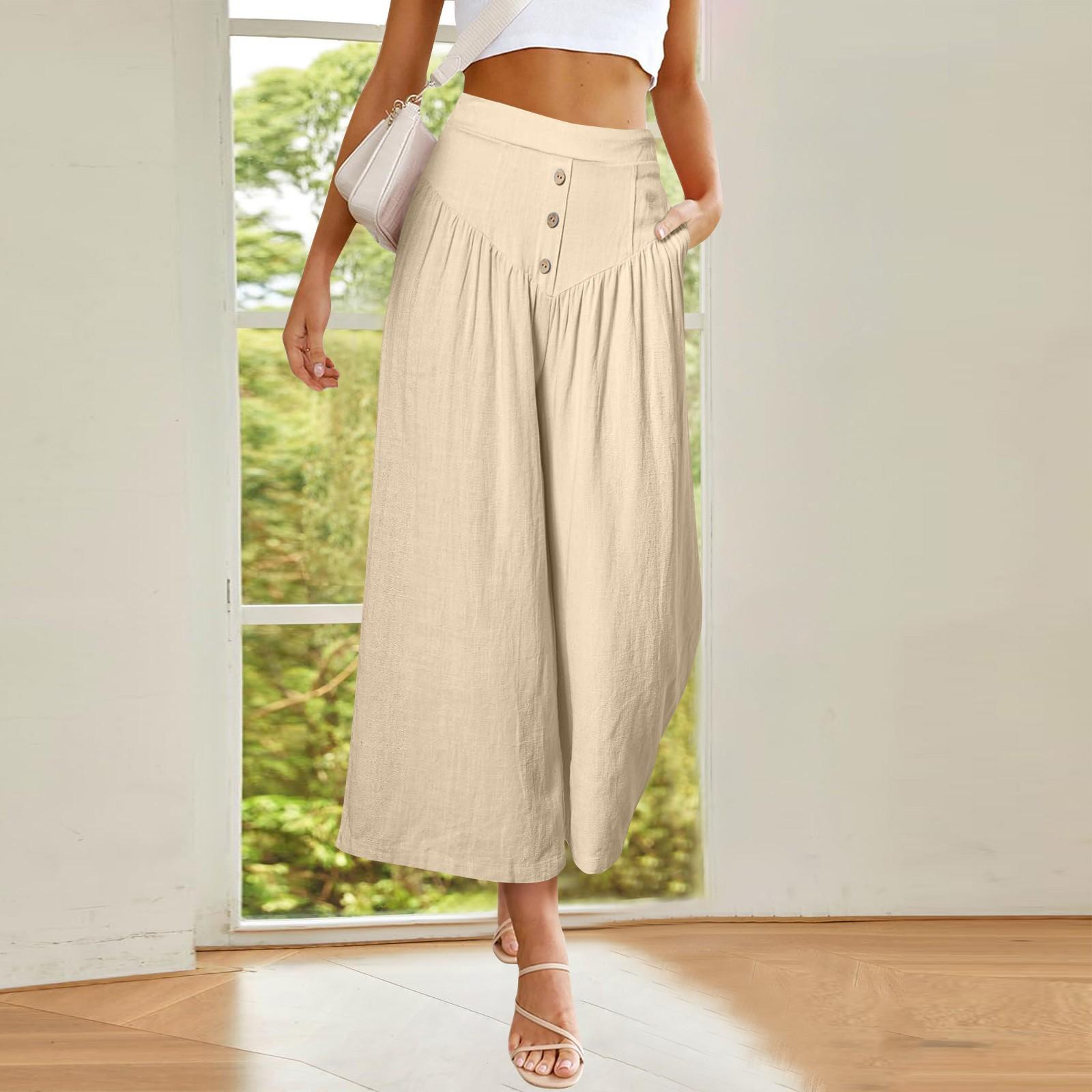 

Spring And Summer Foreign Trade Casual And Comfortable Color Loose Nine-point Pants XL бежевый