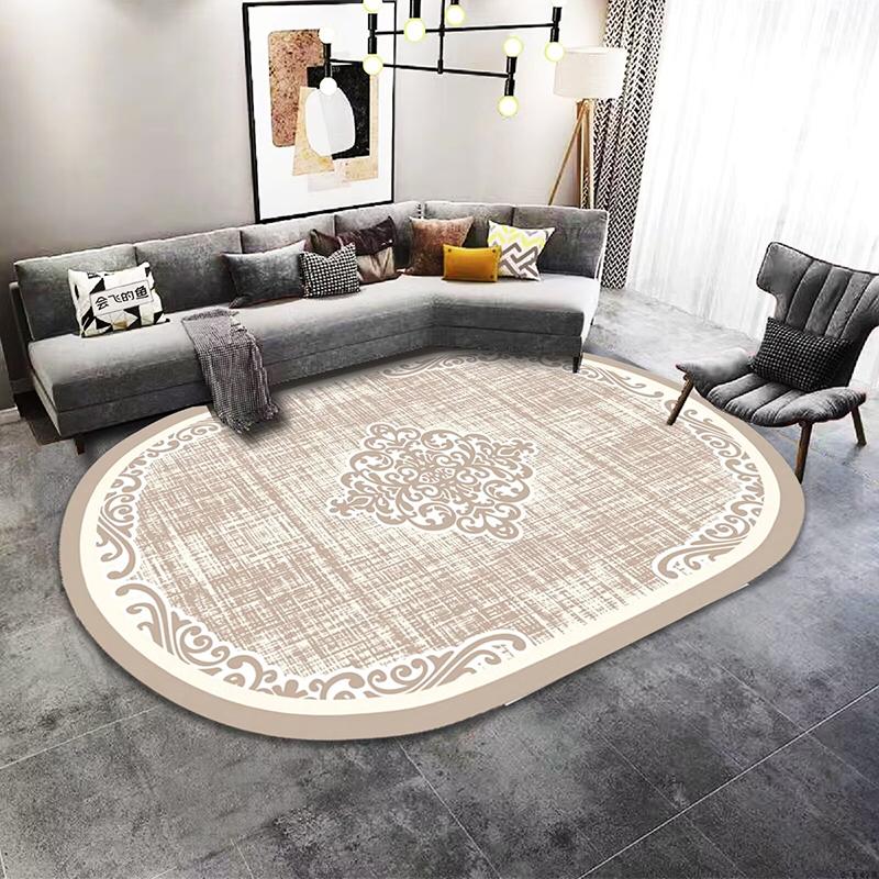 Luxury European Style Oval Carpet for Living Room Gorgeous Home Non-slip Rugs for Bedroom Large Size Machine Washable Floor Mats