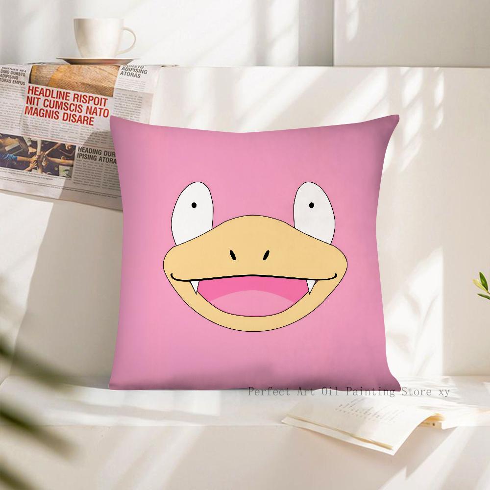 MINISO Pokemon Slowpoke Cute Pillow Case Fashion Square Pillowcase Bedroom Sofa Room Ins Decoration Leisure Cushion Cover