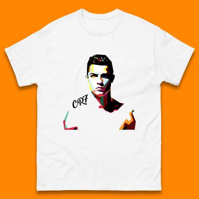 Cristiano Ronaldo Football Player Retro Style Portrait CR7 Portuguese Professional Footballer Soccer Player Sports Champion Mens Tee Top