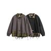 Unisex Oversized Plaid Patchwork Distressed Turn-Down Collar Hoodie Fall Casual Streetwear