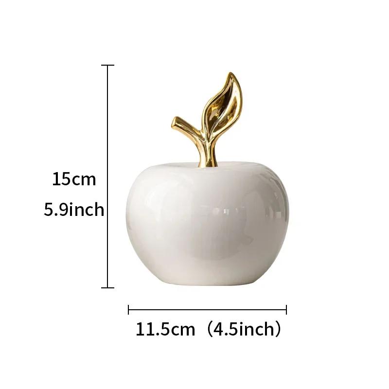 Gold-plated Ceramic Apple Statue Desk Decoration Ornaments Golden Apple Porcelain Sculpture Modern Artwork Room Aesthetic Decor