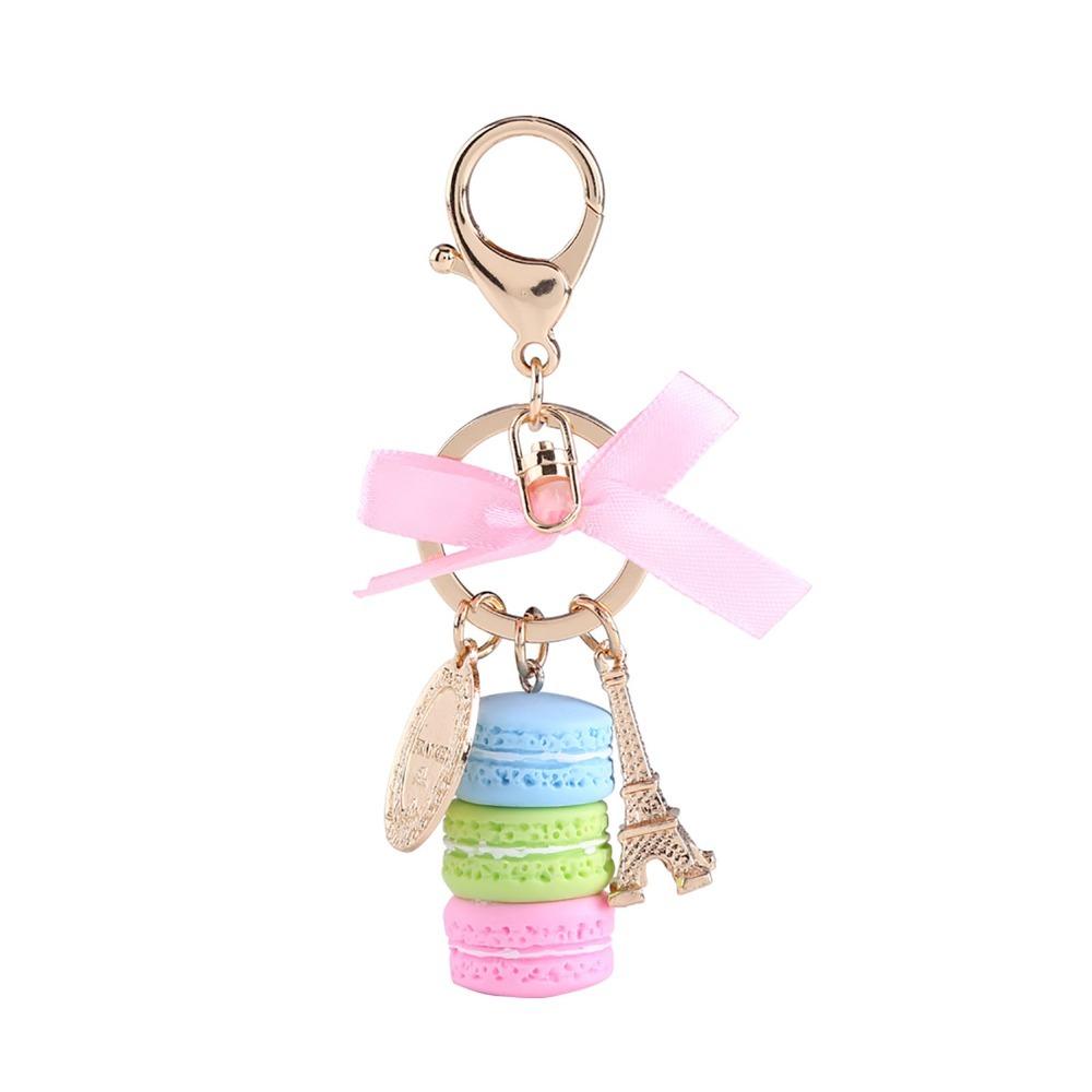 

Key chain) Colorful Macaroon Keychain 4.45 Inch Cute Keyring Pendant Bowknot Coin Macaron Eiffel Tower Keychain Women Accessory синій