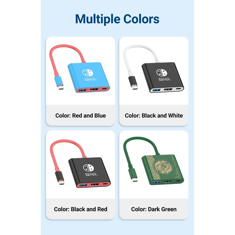 FOR Portable Nintendo Switch Docking Station TYPE-C Hub with HDMI and USB 3.0 Perfect for Travel and Gaming