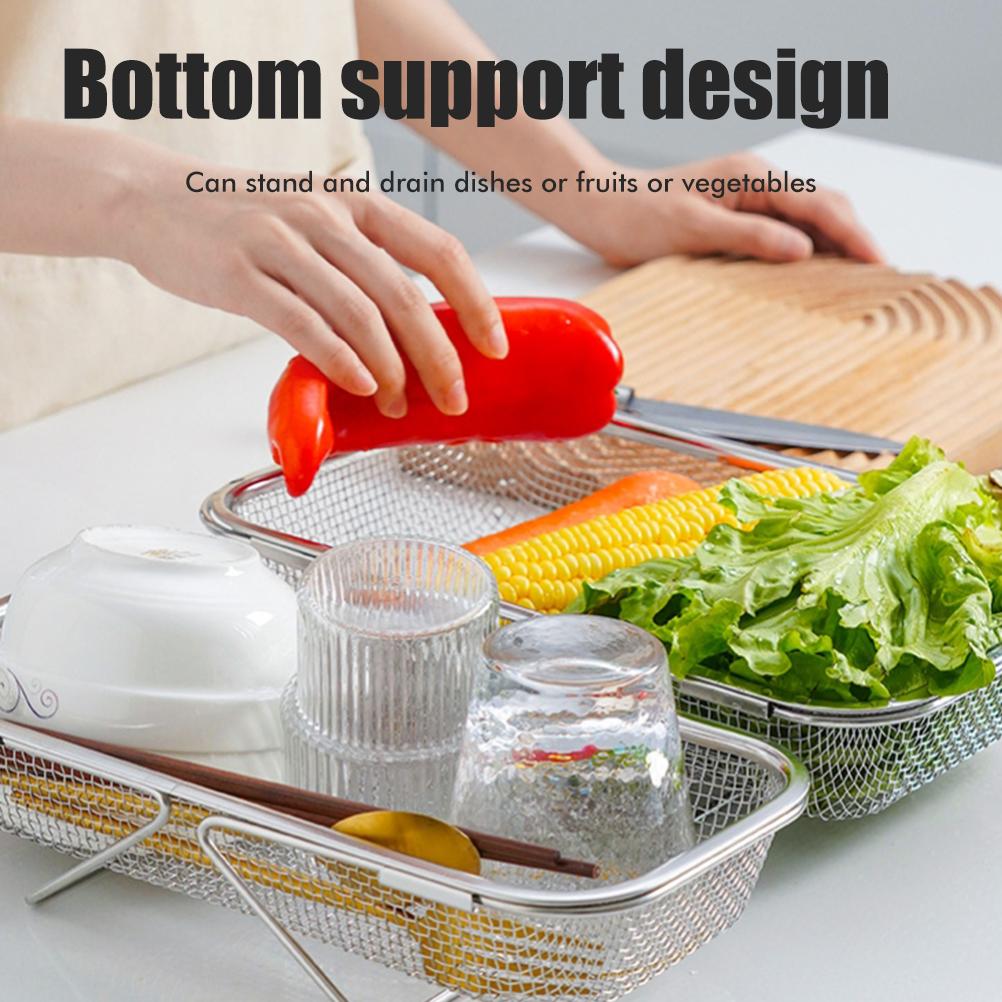 Über dem Spülbecken Abtropfsieb Edelstahl Ausziehbarer Siebkorb Abtropfsieb mit Feinmaschigem Netz für Küchenspüle Sieb Abfluss