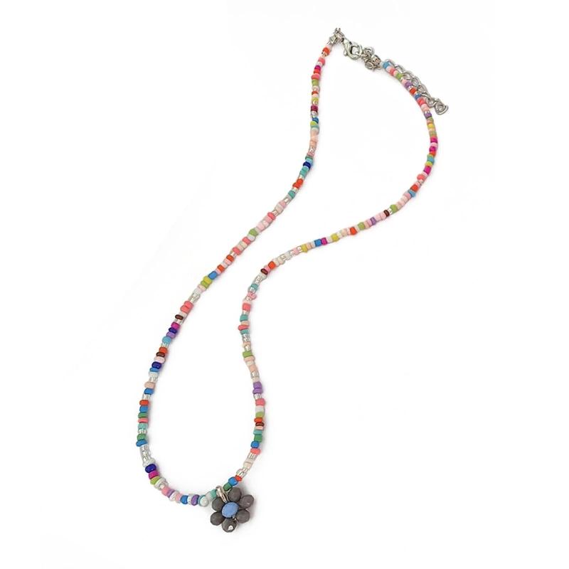 

Crystal Dopamine Necklace Delicate Flower Bead Clavicle Chain Perfect for Daily Wear Bohemian Flower Charm Necklace 1