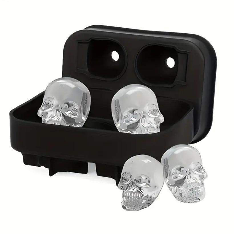 4/6 Grids 3D Skull Ice Cube Tray with Funnel Silicone Flexible Ice Maker Molds Ice Cube Maker Cream Tools