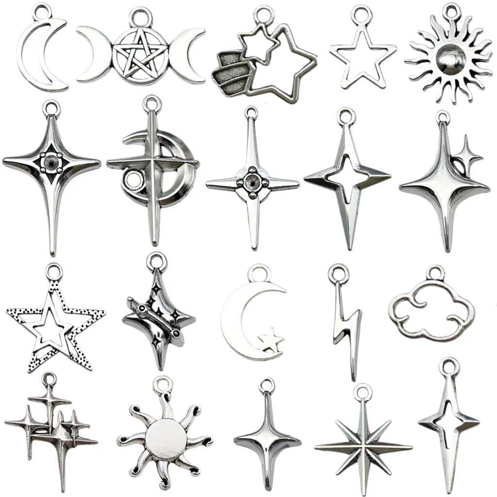 Cross and Star Hollow Alloy Jewelry Charms for Necklaces, Earrings, and Bracelets