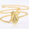 [Virgin Mary Necklace] Stainless Steel Virgin Mary Necklace with Cross Miracle Medal - 1pc Fashion Religious Gift Pendant, Unisex All-Season Accessory