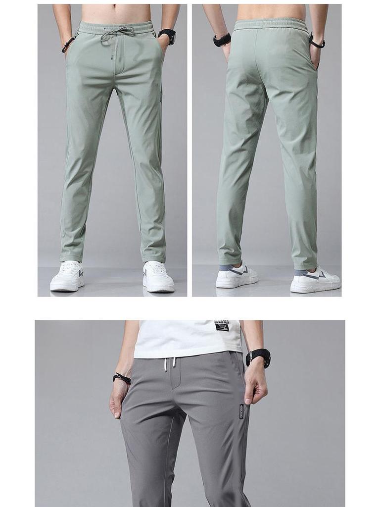 Korean Style Men's Casual Ice Silk Straight Pants – Large Size Fashion Trend