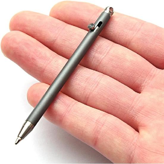 Мини Брелок Титановая Ручка, Ультралегкая Портативная EDC Ручка с Болтовым Механизмом, Креативный Инструмент для Подписи, Гаджет для Активного Отдыха серый