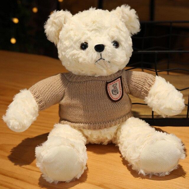 Kawaii Hug Sweater Teddy Bear Plush Dolls Lovely Bear with Clothes Holding Heart Pillow Nice Wedding Valentine 'S Gifts