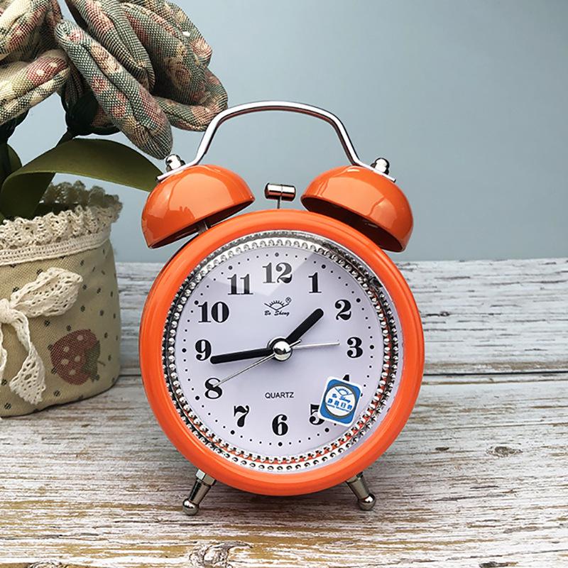 Creative 3-inch Metal Bell Alarm Clock with Night Light - Fashionable Bedside Clock for Students