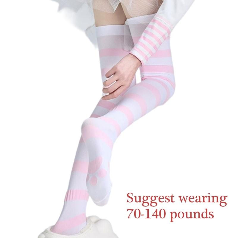 Over Knee Silk Long Socks with Cute Cats Claw Pattern for Daily Wear or Cosplay Striped Thigh High Stockings for Women