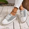 Women’s Lace-Up Platform Sneakers Rhinestone Casual Shoes
