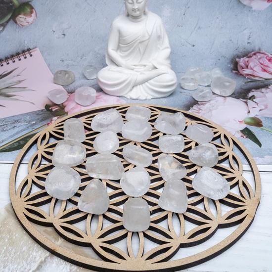 Set of 13 Clear Quartz Tumbled Stones Reiki Chakra Healing Pebbles Vase Fillers Tumble Stone for Jewellery, Vastu Home Office Decor Gift Item