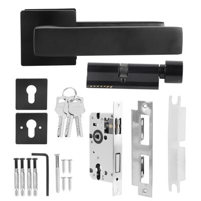 Einstellbare Einfache Schwarz Schloss Zylinder Griff Set KeyedLocking Tür Knopf Zubehör