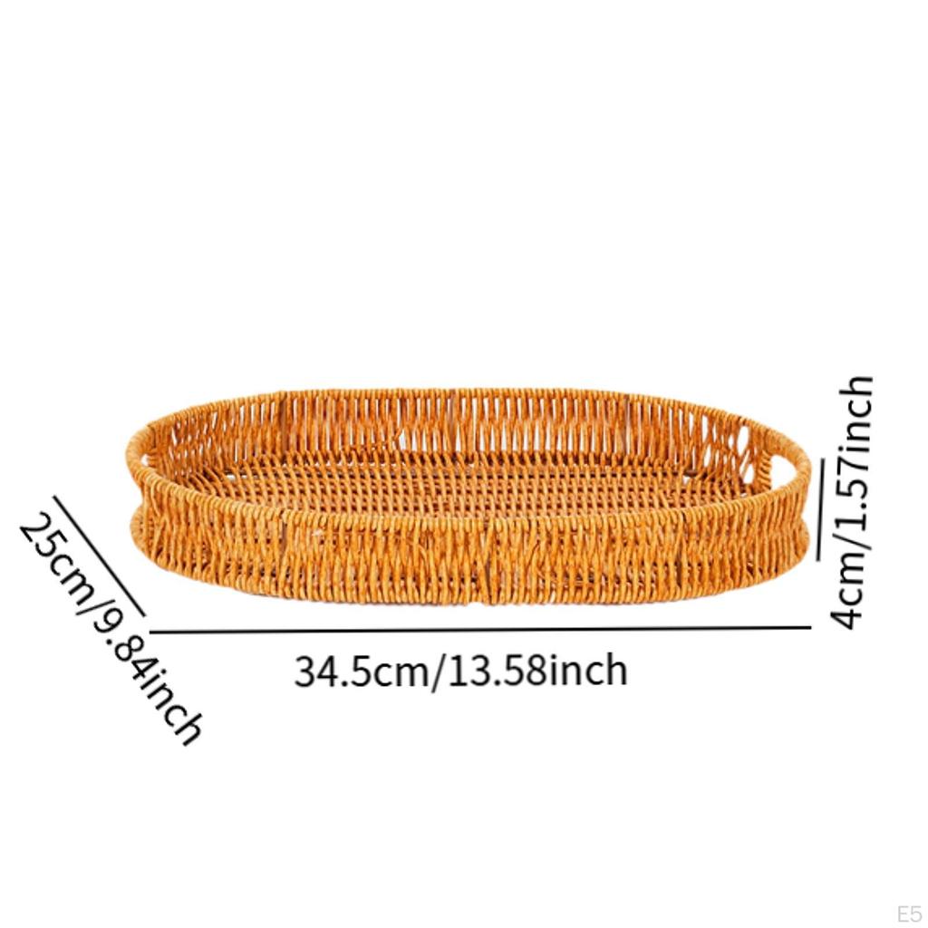 Imitation Rattan Bread Basket Serving Oval Decorative Snack Holder Fruit Bowl for