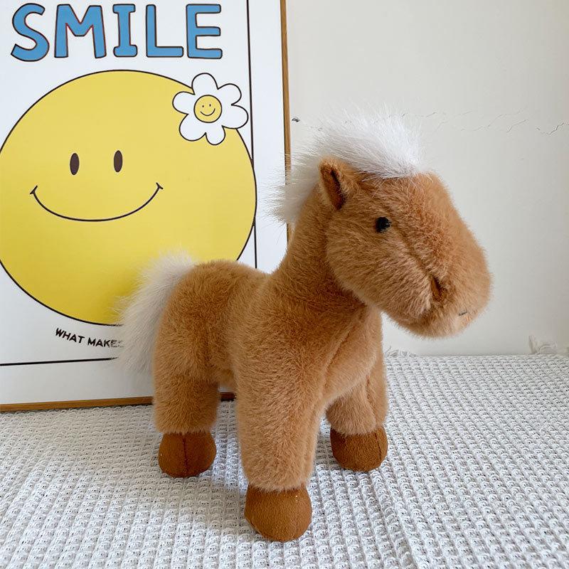 Păpușă Ponei Simulată Drăguță Jucărie de Pluș Cal Drăguț Alb Maro Pentru Băieți Cadou Ornament Dormitor