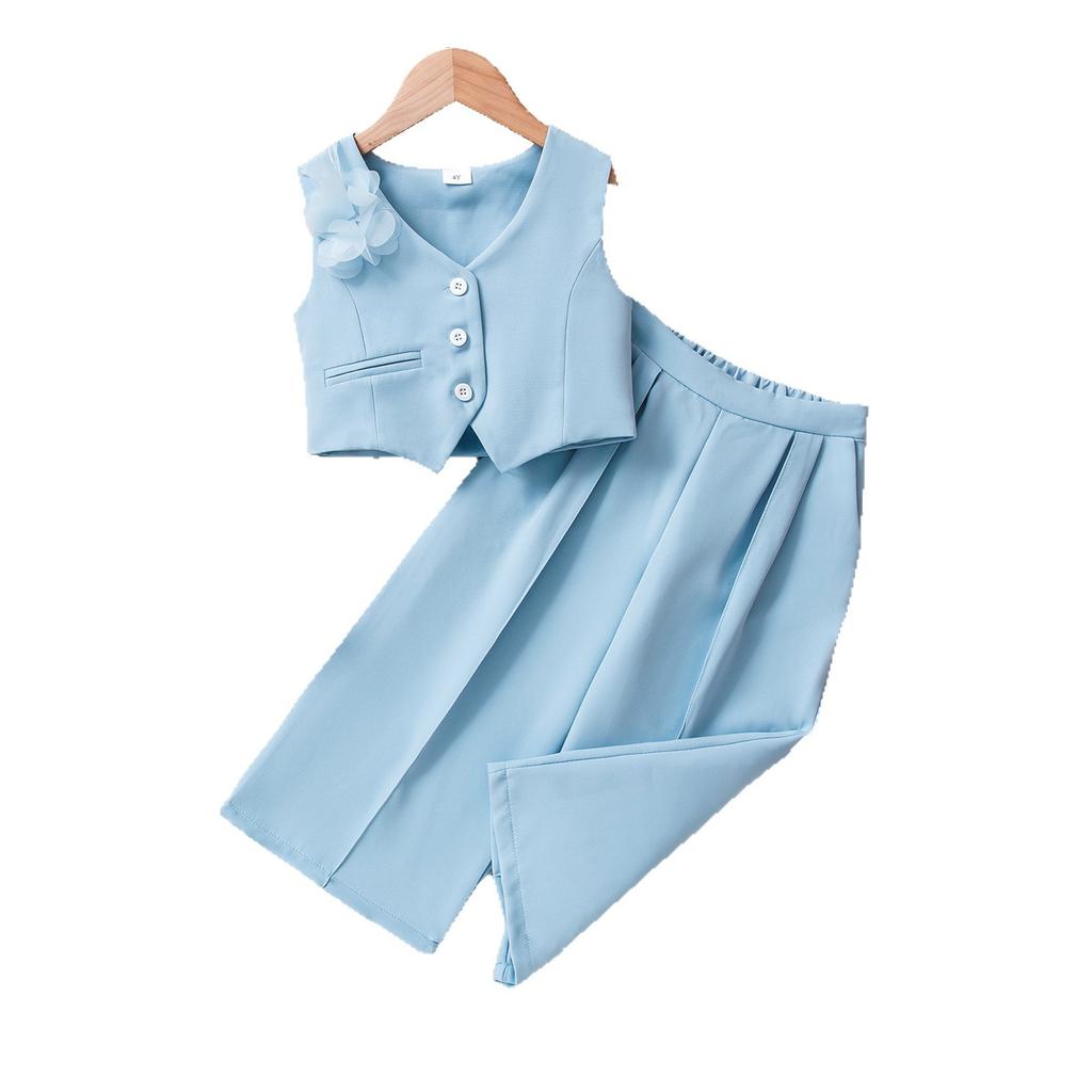 Sommer Kinder Ärmellose Weste und Hosen Anzug Set für Mädchen