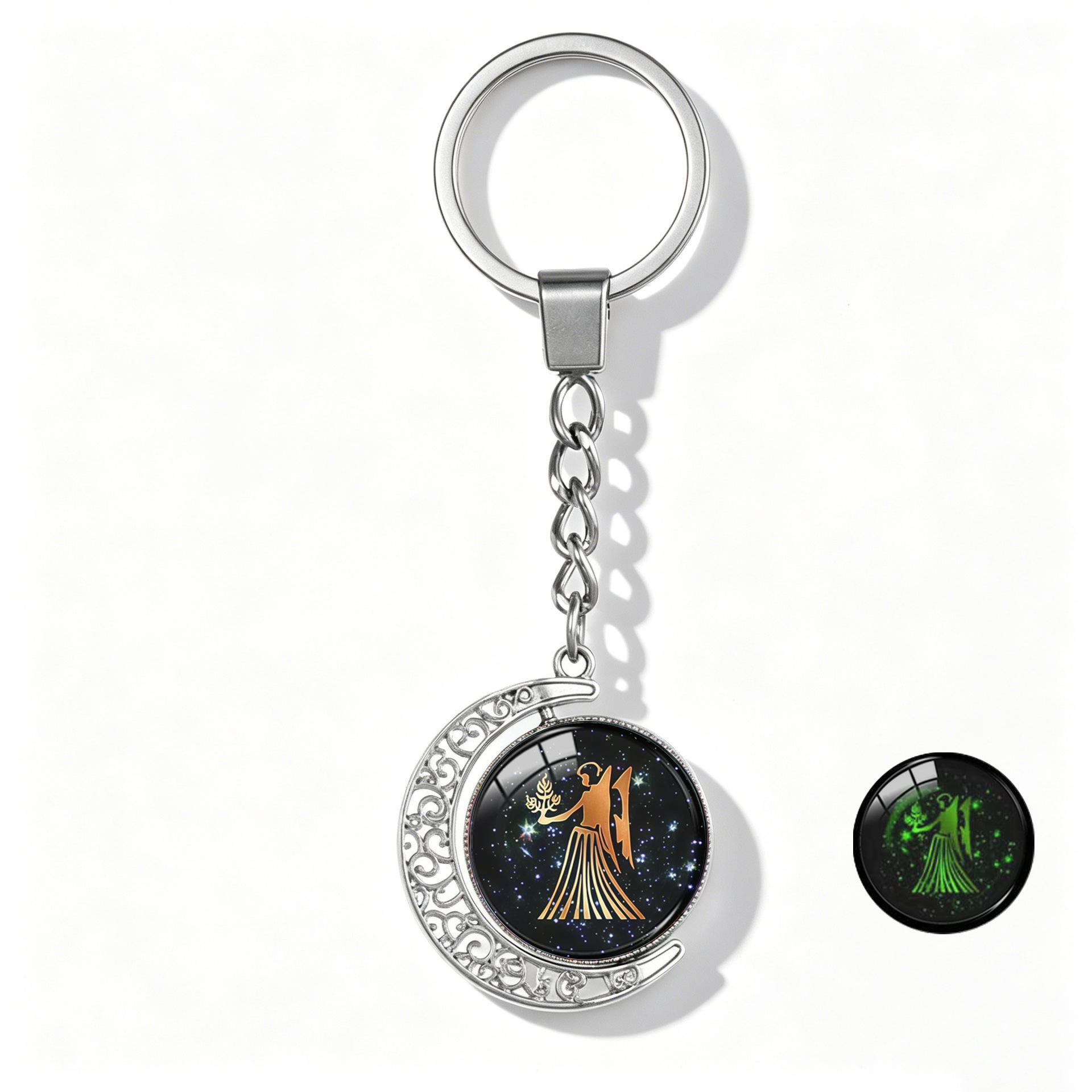 Animal Zodiac Luminous Moon Keychain - Personalized Double-Sided Pendant for Men & Women