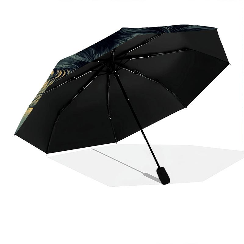 Roaring Wolf  Pattern, Automatic Folding Umbrella, Portable and Foldable Design, 8 Ribs, a Christmas or Birthday Gift.