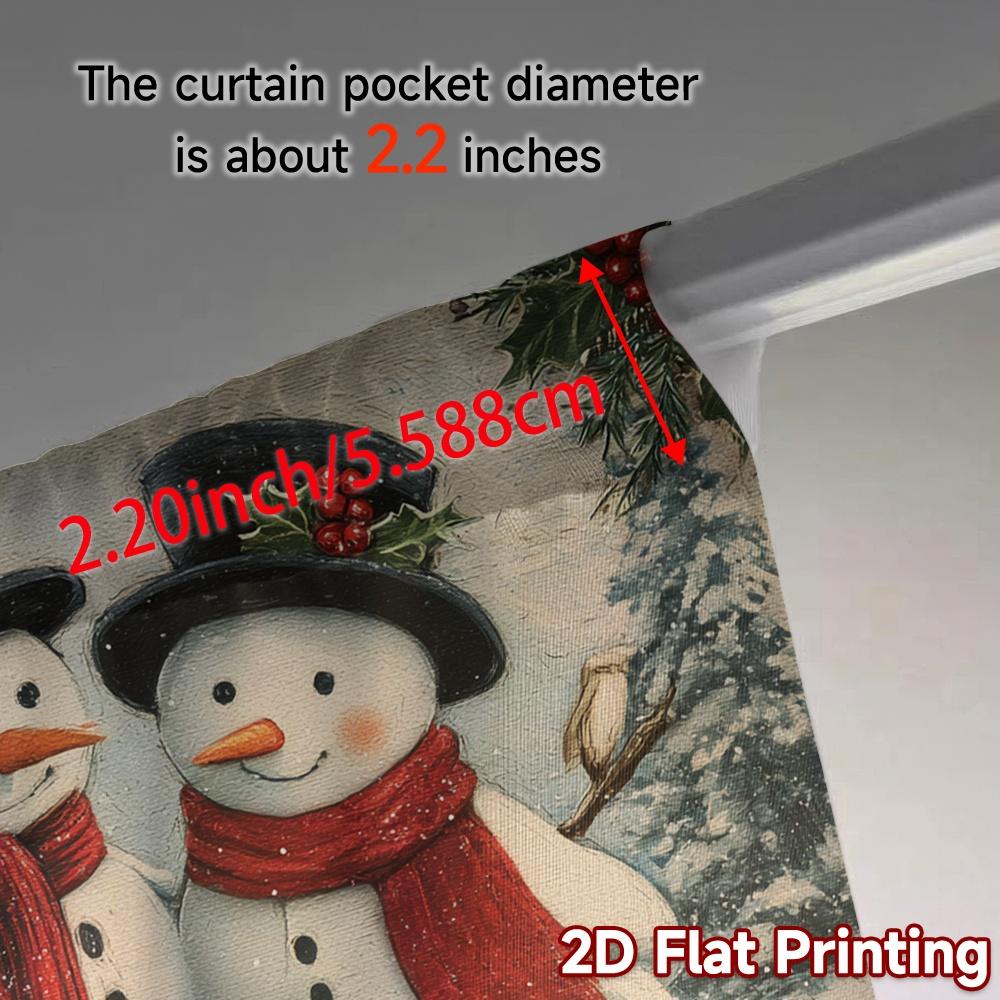 Minimalist Flat Printing Jit Curtains Without Rod Festive Snowmen Popular Fabric All Seasons Set Of 2 Made Polyester