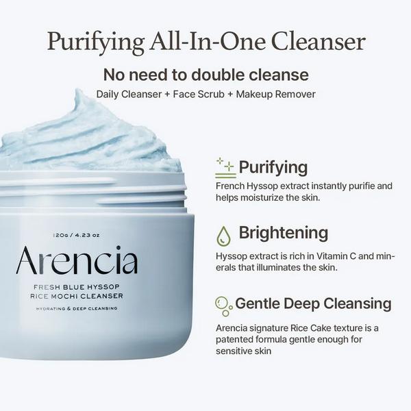 arencia Świeży niebieski Hyzop Ryż Mochi Cleanser 120g+ LOSOWY PREZENT