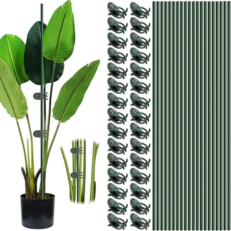 Green Bendable Plant Stake For Garden Flowers Vegetables Regulable Support Rod High Strength Plastic Easy Installation