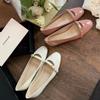 Leather version~ Letter small gold buckle shoes soft sole Mary Jane shoes women's single shoes round head shallow mouth flat bottom evening ladyshoes