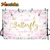 Mocsicka Happy Birthday Backdrop Butterfly Decorations Newborn Photography Props Baby Shower Girl Photo Background Studio Banner