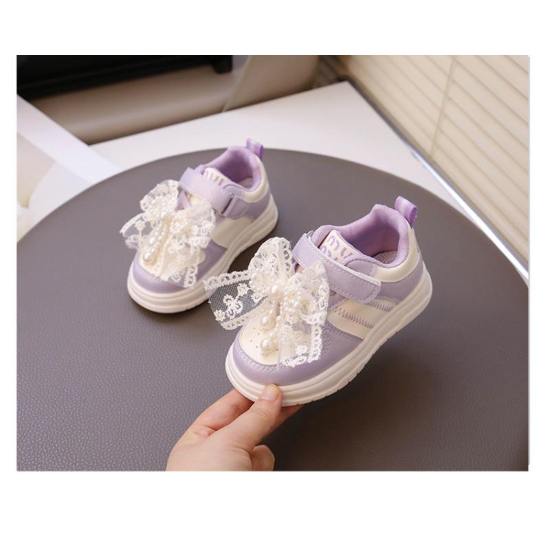 Spring and Autumn New Children's Shoes Non-slip Soft Sole Lightweight Baby Shoes Girls Princess Bow Versatile Sneakers
