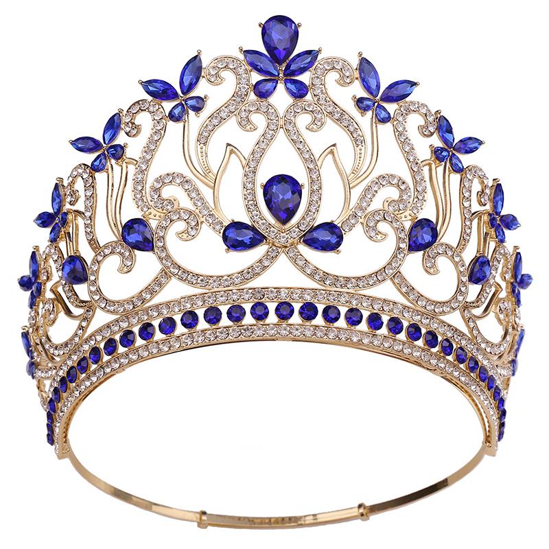 8 Colors Queen Round Crown High Tiaras and Crowns for Women Bridal Wedding Hair Jewelry Party Birthday Bride Headdress Pageant