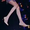 Retro Elegant Hollow Floral Jacquard Thin White Lace Stockings Sexy Pattern Fashion Pantyhose Women Nightclub Long Socks S60