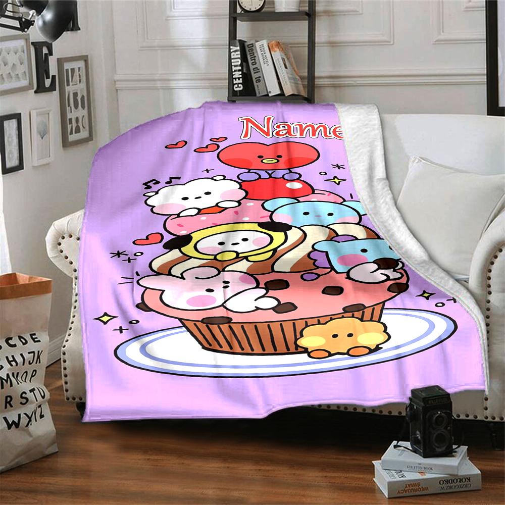 Custom Name Cute Cupcake Friends Party Blanket For Couch Bed Plush Cozy Fuzzy Blanket Super Soft Warm Blankets For Fall And Winter 091615