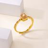 Pink Zircon Stainless Steel Ring for Women 18K Gold-plated Anti Fading Open Ring Wedding Jewelry Prom Accessories Christmas Gift