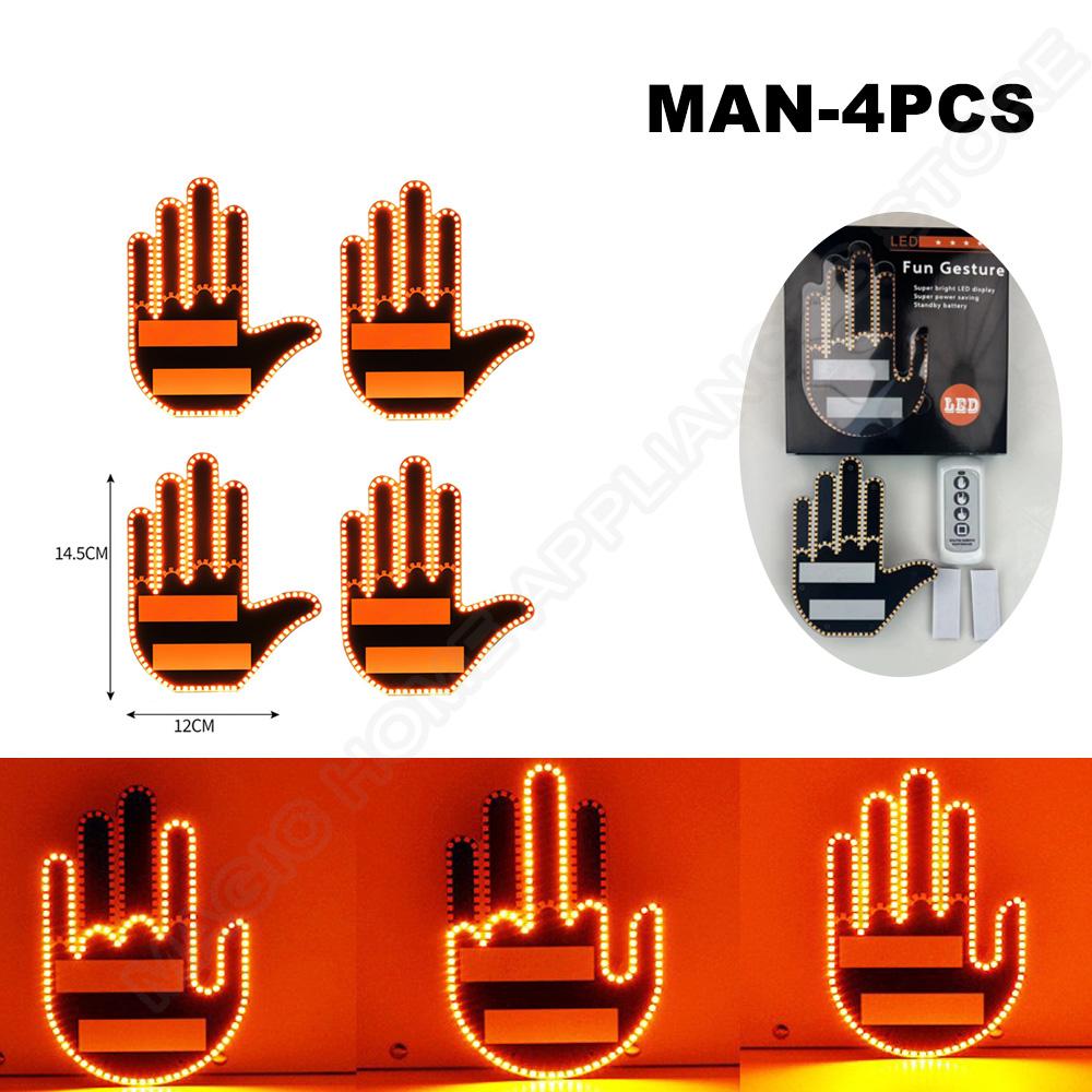 Car Finger Light with Remote Control Cool Funny Car Interior Light Finger Up LED Middle Finger Hand Lamp Rear Windshield LED