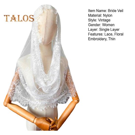 Voal din dantelă mireasă Dantela transparentă Mantilă subțire Broderie florală Culoare pură Sfântă Tradițională Epocă Nuntă Bal de absolvire Ocazii speciale Acoperire pentru cap