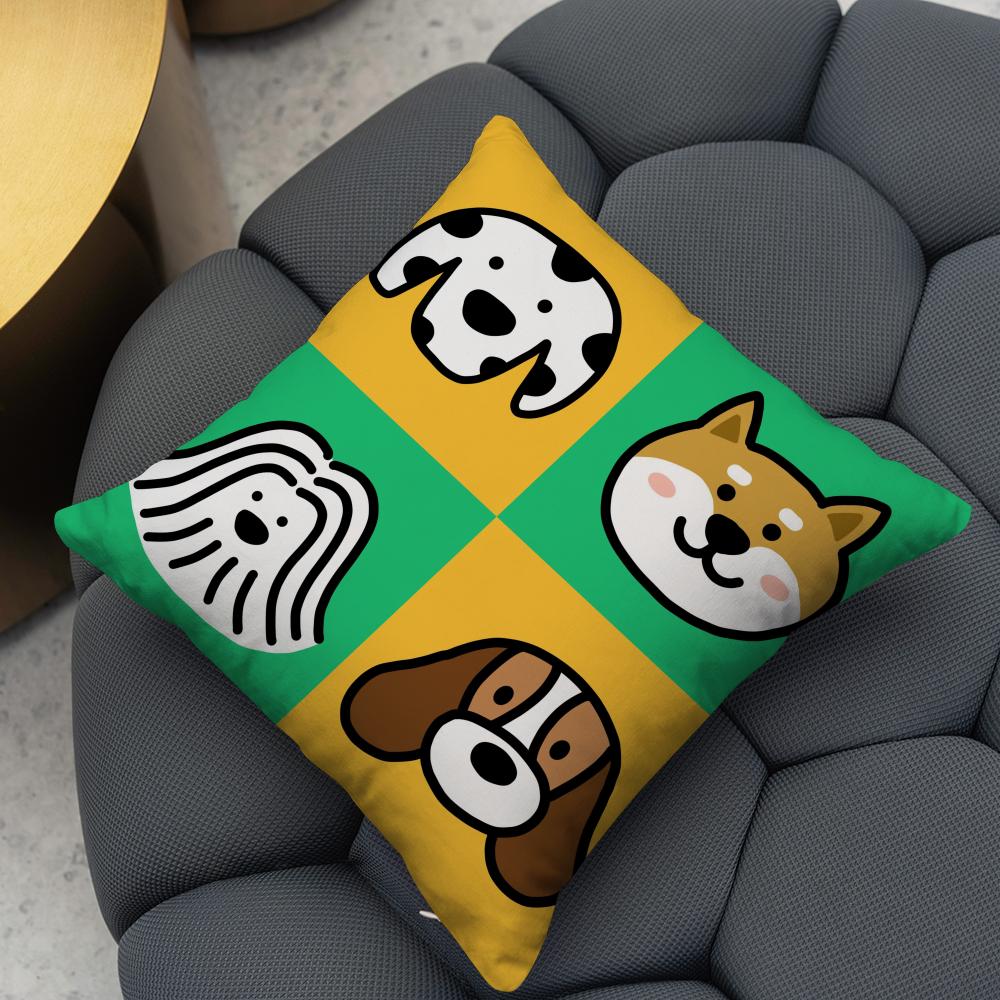 Cartoon Simple Lines Dog8 Cushion Cover 2-in-1 Reversible Plush Pillow Cover | Car/Sofa/Bed | Perfect Gift