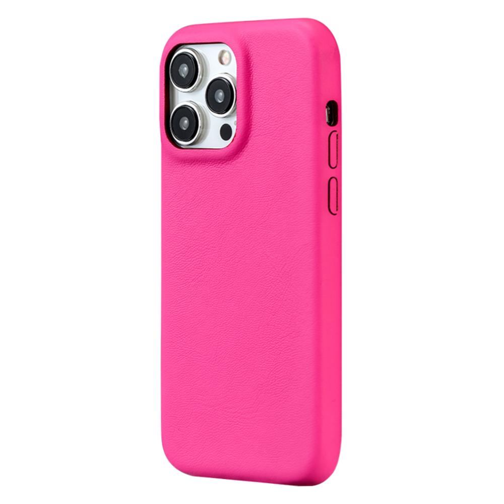 

For iPhone 14 Pro Case Skin-Touch Lambskin Texture PU Leather+PET Phone Cover Rose Pink