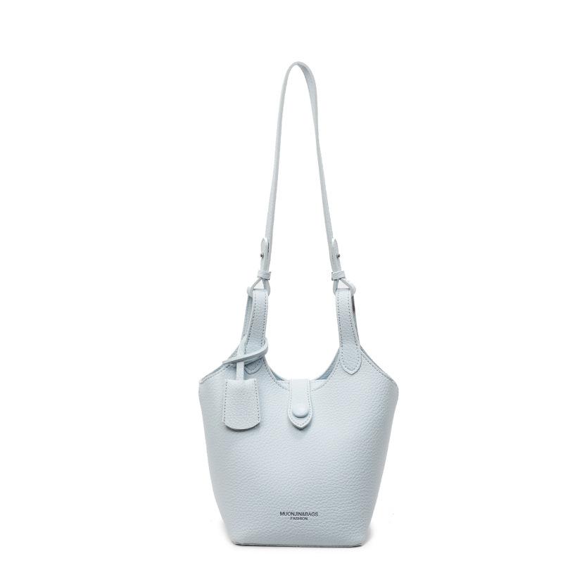 Fashion New Design Korean Simple Lychee Pattern Bucket Bag Women's Commuter Casual Versatile Commuter Messenger Bag