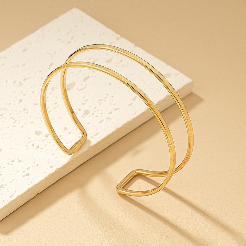 Vintage Minimalist Upper Opening Arm Bracelet for Women Fashion Geometric Gold Color Circular Bangles Boho Jewelry Party Gifts