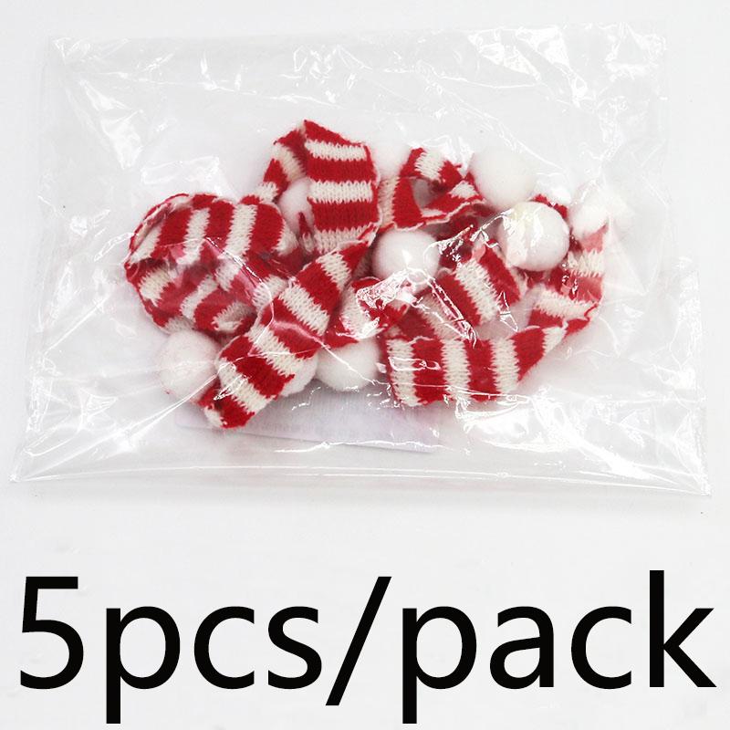 (5Pcs/bag)20cm Christmas Mini Scarf Landscape Decoration Knitted Finger Scarfs Xmas Tree Hanging Decoration Party Children's Toy