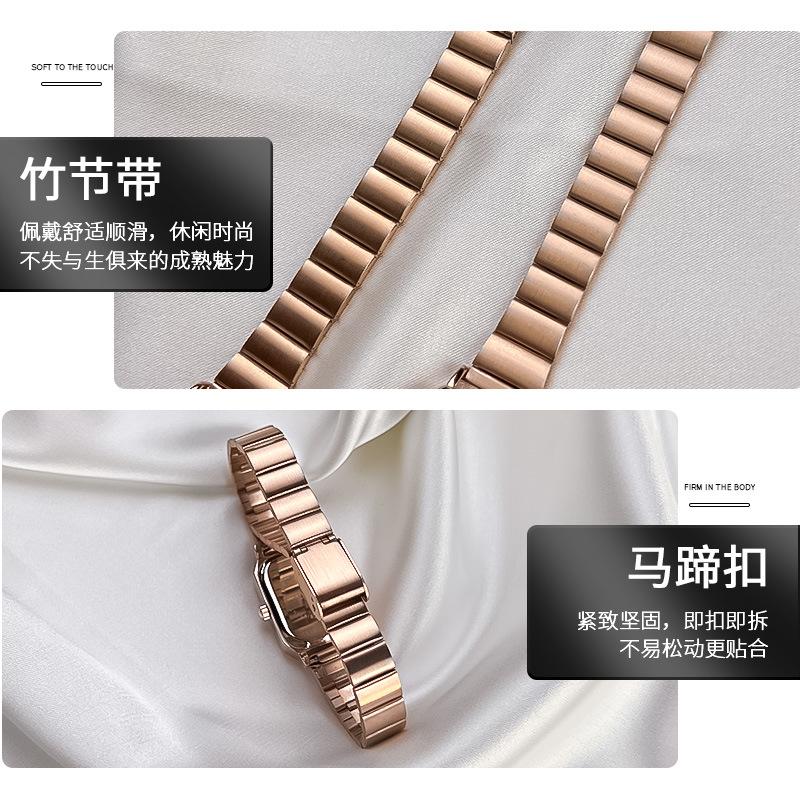 Women'S Square Watch Niche Design Simple Temperament Student Bamboo Belt Light Luxury Women'S Watch