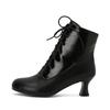 Autumn New Lace Up Ladies High Heel Shoes Strange Steampunk Boot Victorian Ankle Boots Women Round Toe Side Zip Short Boots