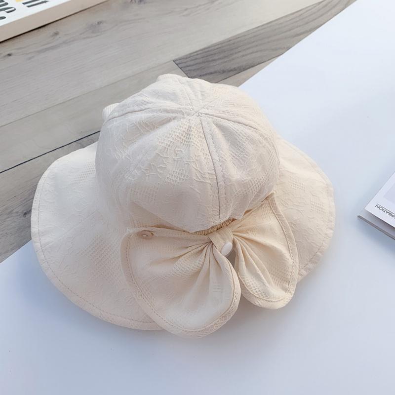 Girl's Big Eaves Sun Hat Bonnet Fisherman Hat Solid Color Travel Sun Protection Spring And Summer Princess Sun Hat