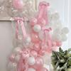 Faux Pearl Bowknot Banner Hanging Pendant Reusable Bow Beaded Garland  Birthday Decor